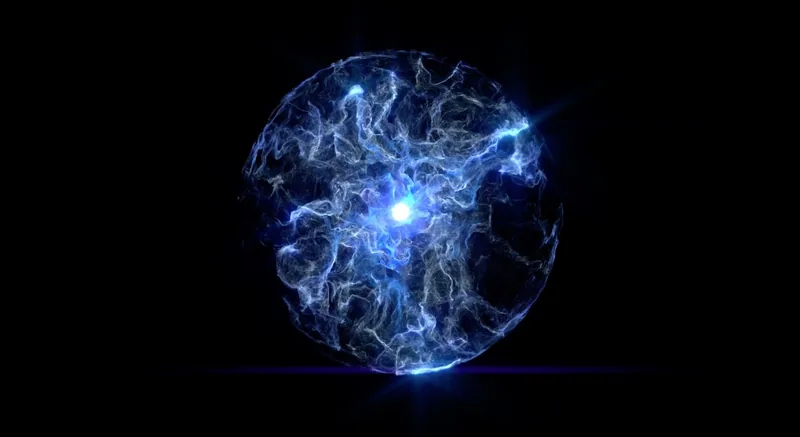 Blue energy orb crackling with lightning