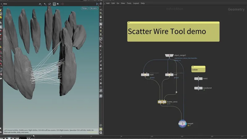 Scatter Wire HDA: cables stretched between stones in Houdini