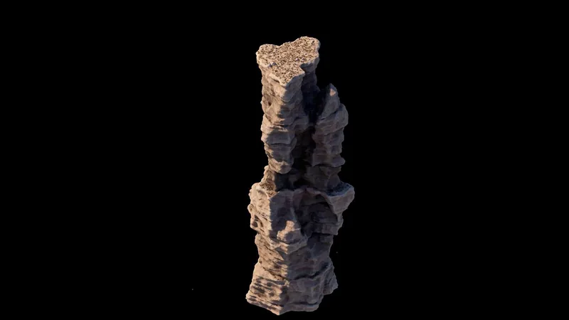 Colonne rocheuse sur fond noir