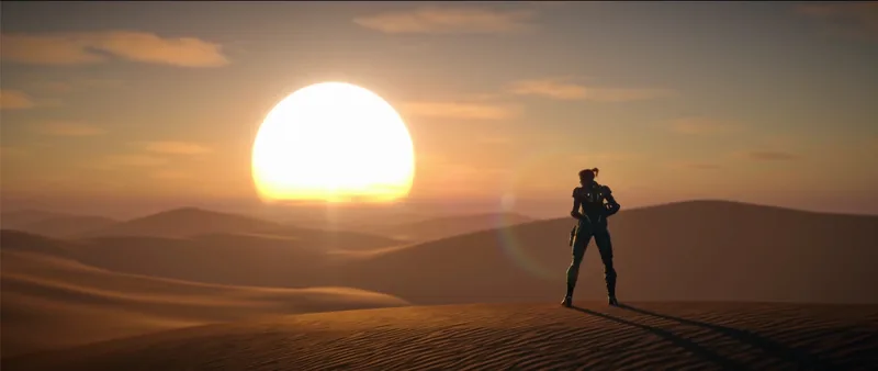 Personnage au sommet d'une dune