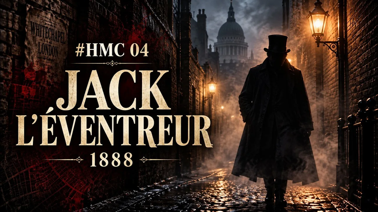 Silhouette of Jack the Ripper in a London alley, episode 4 of Historic Murders